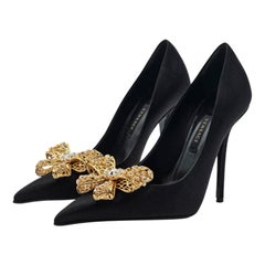 Versace Embellished Pumps Satin in Black