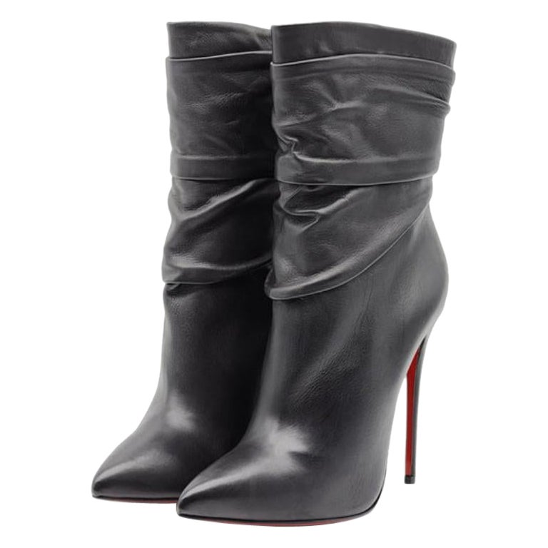 Christian Louboutin Ishtar Stiletto Boots Leather in Black Size 37 For Sale