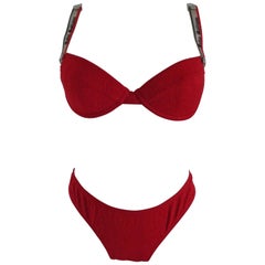 John Galliano Red Bikini Beachwear NWOT