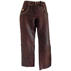 Moschino Brown Leather Pants