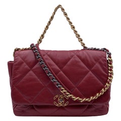 Chanel 2020 Red Quilted Leather Maxi 19 Flap Shoulder Bag