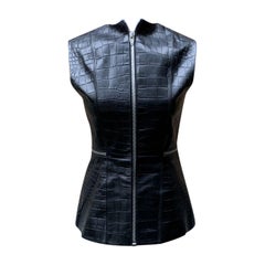 Alexander Wang Chaqueta sin mangas de piel repujada negra con cremallera Talla 4