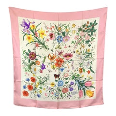 Gucci Vintage Pink Floral Silk Scarf Flora 1966 Accornero