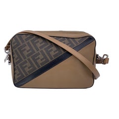 Fendi Monogram Zucca Canvas Leather Diagonal Camera Crossbody Bag