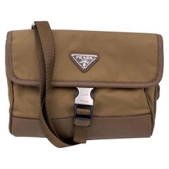 Prada Brown Tessuto und Leder Smartphone-Halter Crossbody Tasche