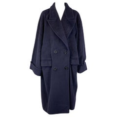 Max Mara Vintage Marineblauer doppelreihiger Wollmantel Größe 44 IT