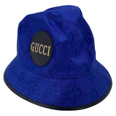 Gucci Blauer Monogramm Nylon Off The Grid Unisex Eimerhut Größe M