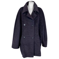 Max Mara Vintage Marineblauer doppelreihiger Wollmantel Größe 48 IT