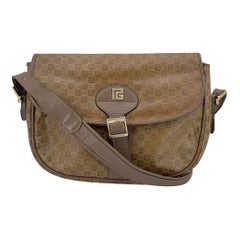 Pierre Balmain Retro Tan Light Brown Vinyl Canvas Shoulder Bag