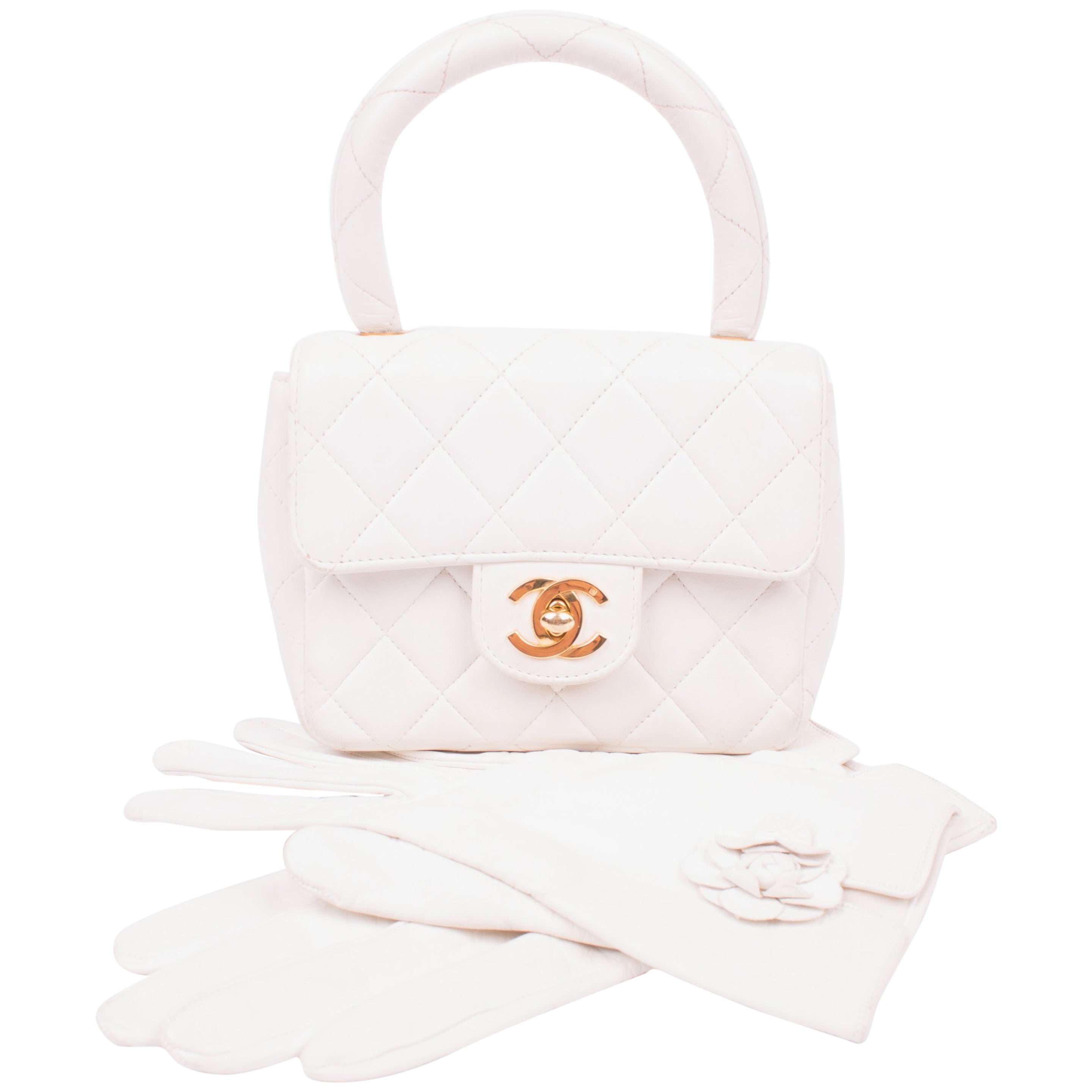 Vintage Chanel Kelly Parent and Child Flap Bag Set Pink Lambskin