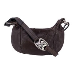 Yves Saint Laurent Vintage Brown Leather YSL Buckle Shoulder Bag