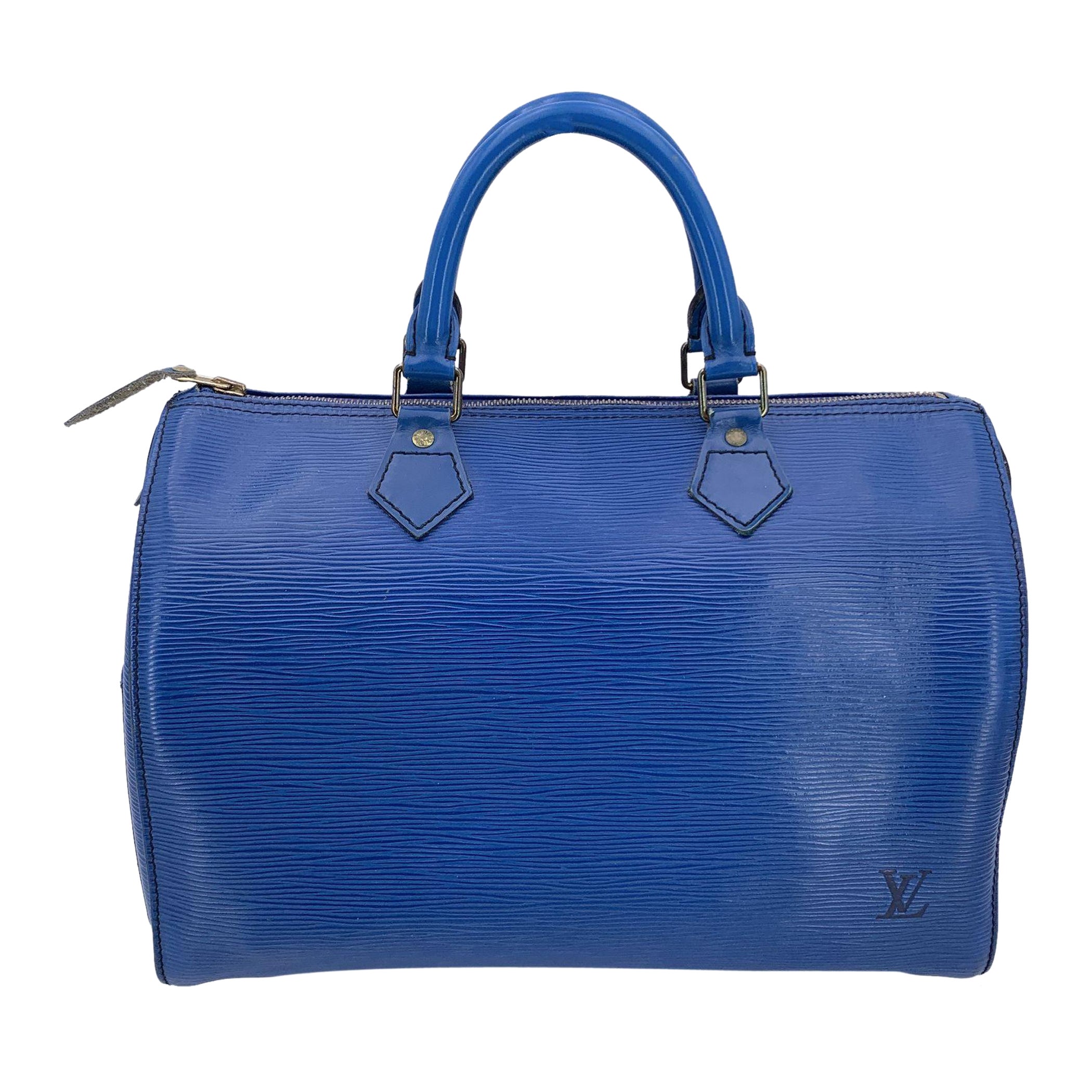 Louis Vuitton Toledo Blue Epi Leather Speedy Boston Bag Handbag For Sale
