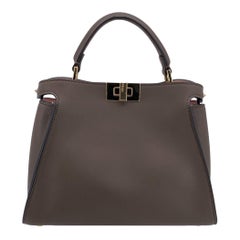 Fendi Brown Leather Peekaboo Essentially Mini Top Handle Satchel Bag