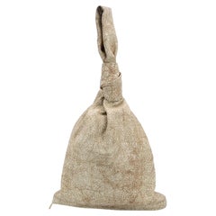 Bottega Veneta Beige Eggnog Leather Twist Knot Handbag Clutch Bag