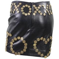 Moschino Live to Love Leather Skirt