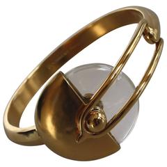 Goossens Paris Yellow Gold and Rock Crystal Half Moon Bracelet 5