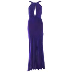 Backless 1930s Bias Cut Purple Velvet Gown