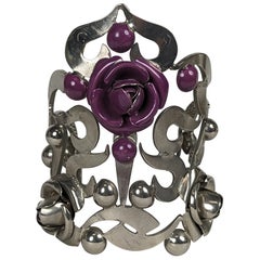 Early Gianni Versace Enamel Floral Cuff