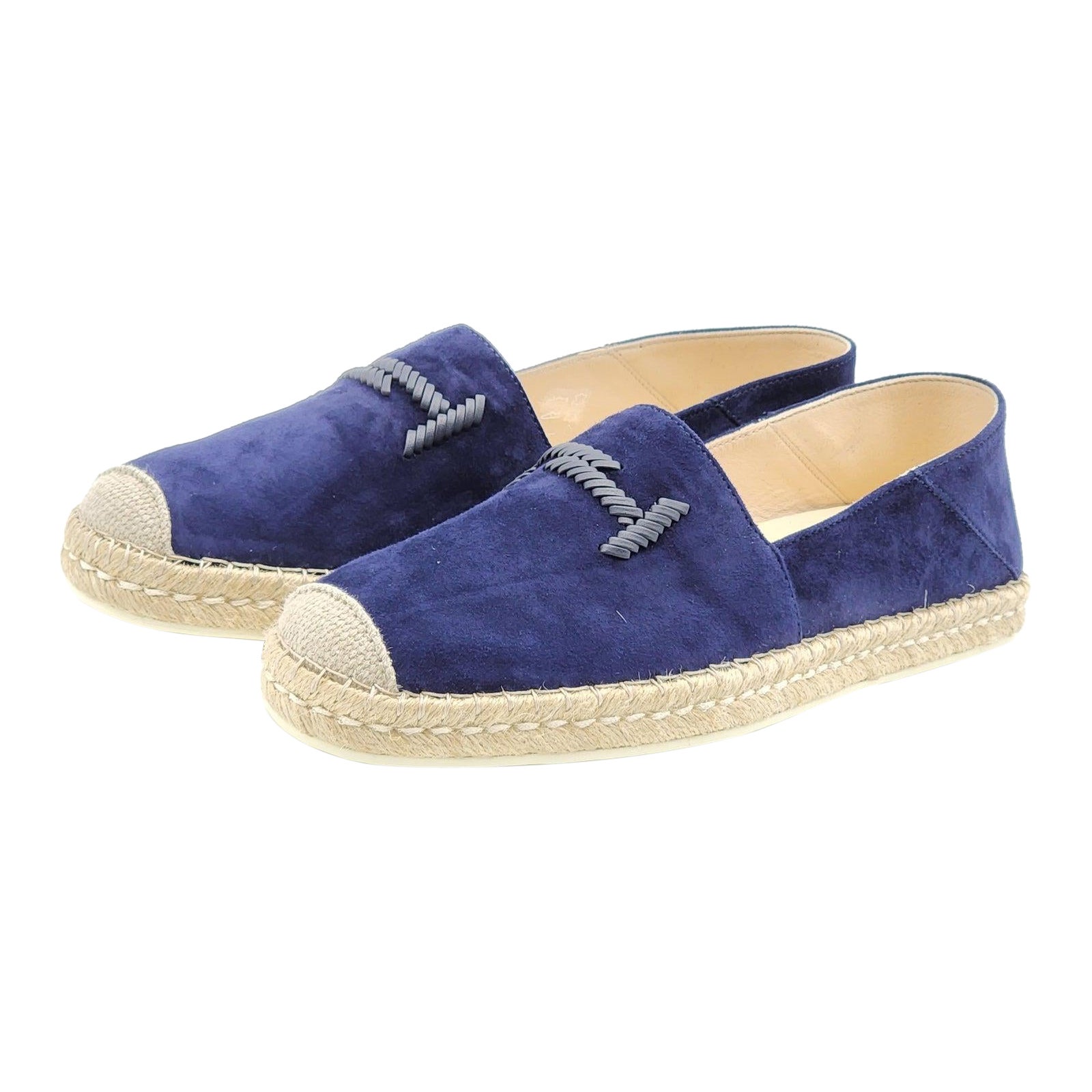 Tod's Suede Whipstitched Espadrilles Navy For Sale