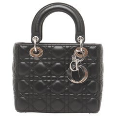 Lady Dior Small My Abcdior Black Lambskin Leather Silver Hardware