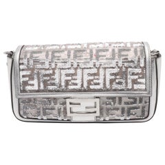 Fendi Baguette Medium Fendi x Nicki Minaj Silver PVC and Leather Crossbody Bag