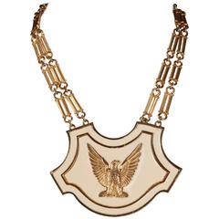 Accessocraft 1970s Vintage Enamel Gold Eagle Breast Plate Statement Necklace 7