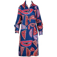 Lanvin 1970s Vintage Mod Op Art Print Shirt Dress