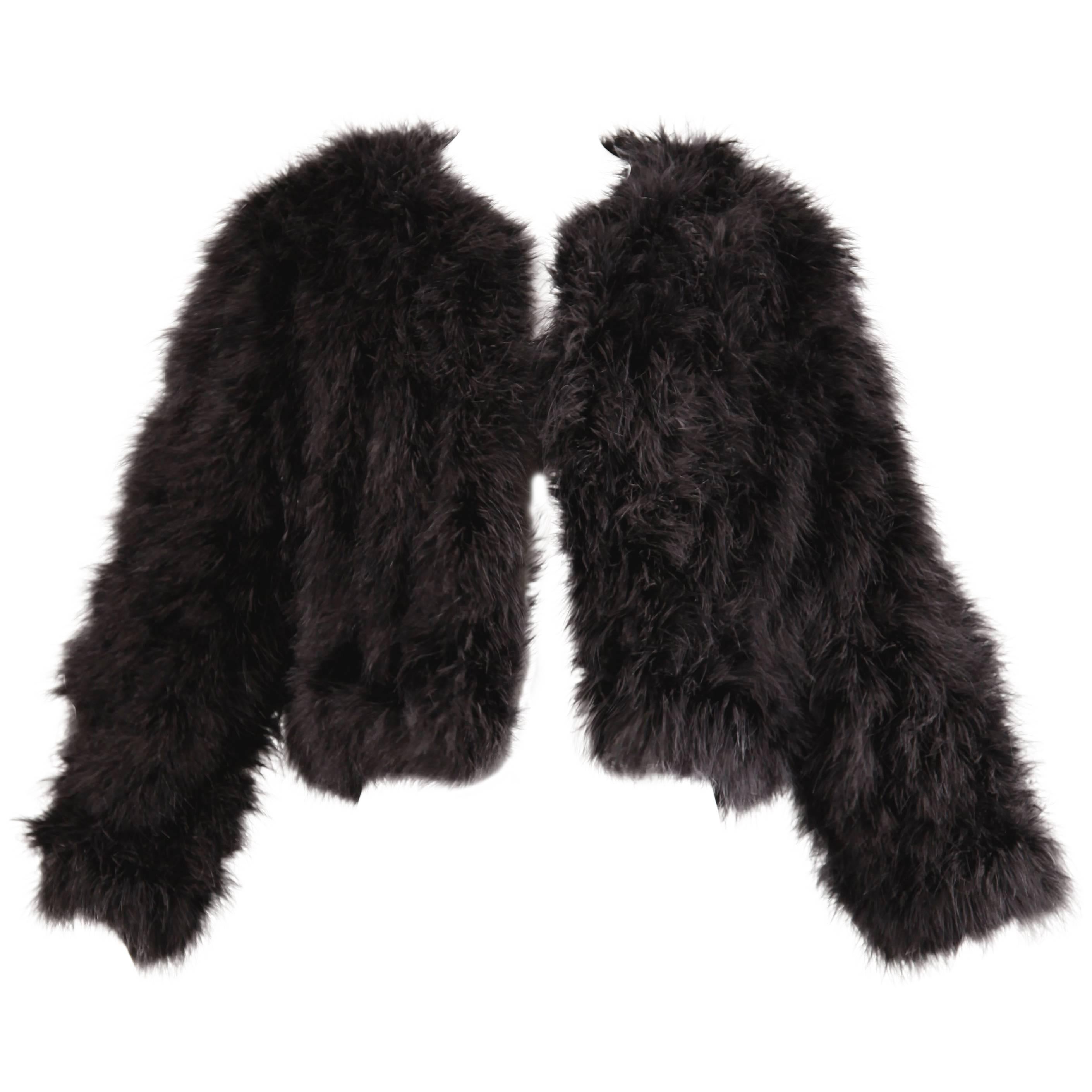 Vintage Black Chubby Maribou Feather "Fur" Jacket