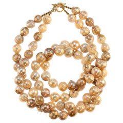 AJD Collar de dos vueltas de perlas de agua dulce de 25 pulgadas