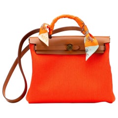 Hermes Herbag Zip Retourne 31 Orange Feld/Fauve Gold Hardware