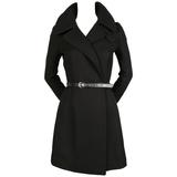 Balenciaga by Nicolas Ghesquiere black runway coat with leather belt, 2002 