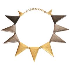 YVES SAINT LAURENT gold and silver triangular shaped numbered necklace 12