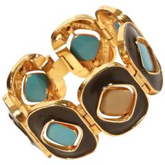 1960's PIERRE CARDIN reversible enamel & gilt metal bracelet 12