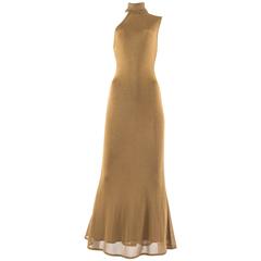 Gianni Versace 1997 gold knitted evening dress