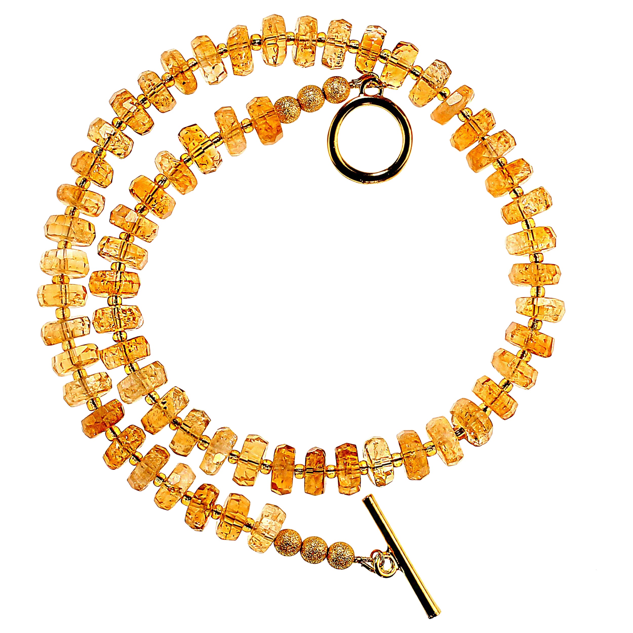 18-Zoll funkelnde Citrin-Halskette
Echte Citrin-Edelsteine: Mit 10 mm großen, facettierten Rondellen aus Citrin, die fachmännisch geschliffen wurden, um ihre Brillanz und Lichtreflexion zu maximieren.
Elegant und vielseitig: Mit einer Länge von 18