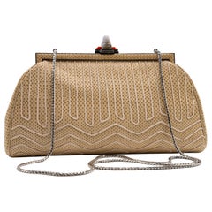 Bolso Vintage Judith Leiber de piel de reptil con cierre de Buda de Jade, años 80