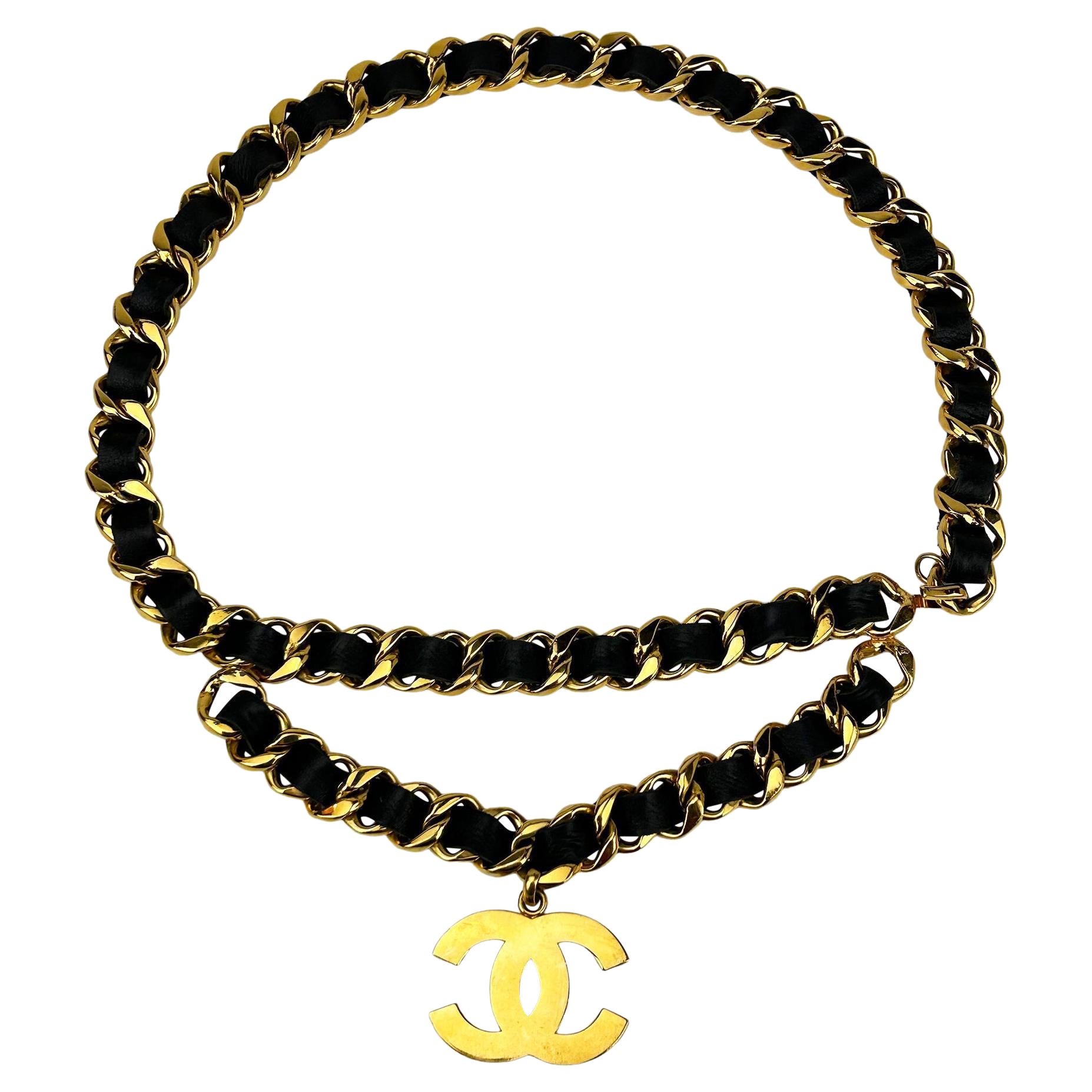 Chanel Vintage 1990s Runway Iconic Double Chain Belt Necklace