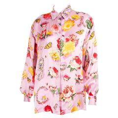 Gucci Silk Butterfly and Flower Print Shirt