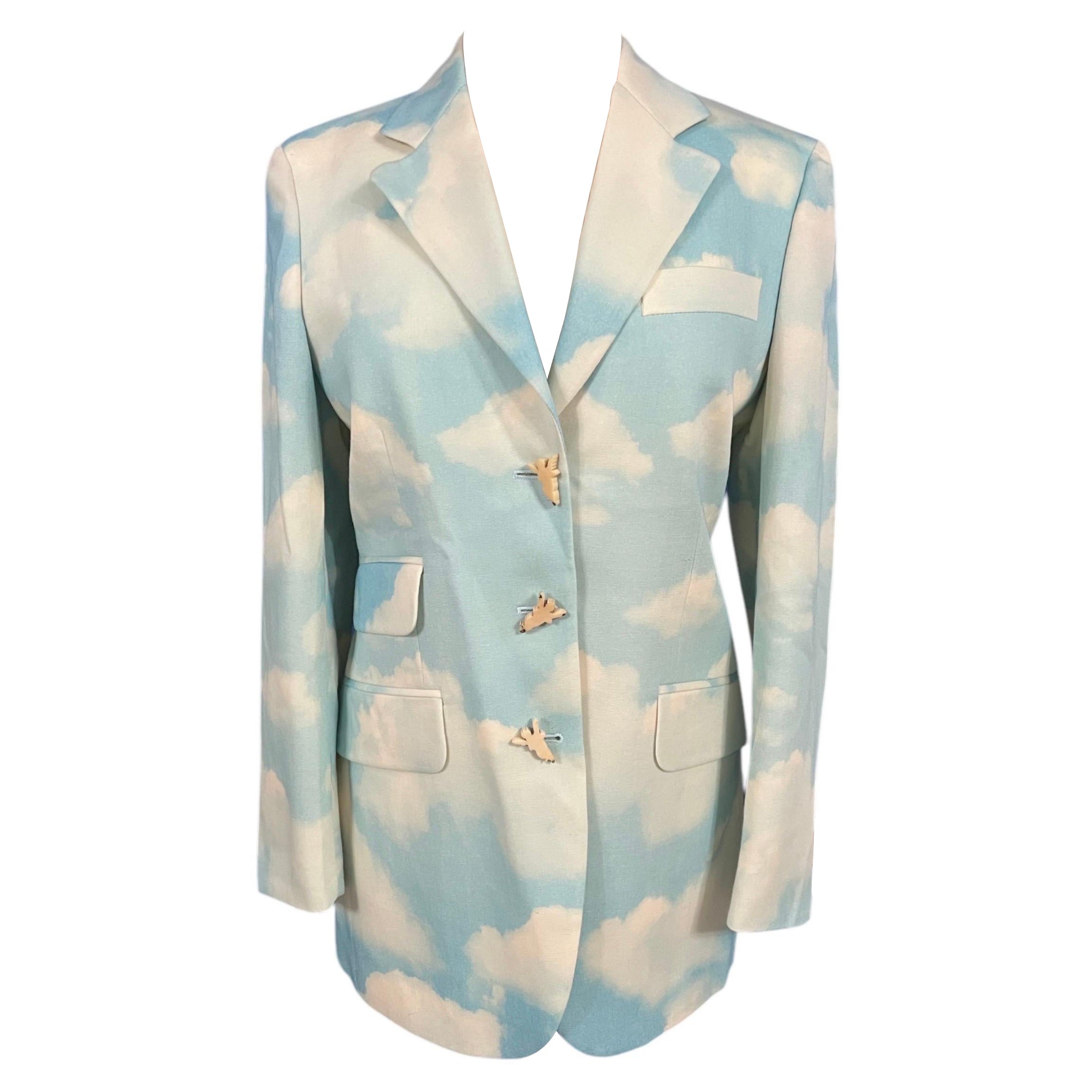 1990’s Moschino Cheap & Chic Cloud Sky Printed Blazer For Sale