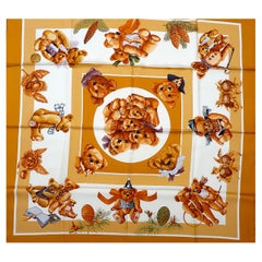 Hermes Scarf with Box "Confidents des Coeurs" by Loïc Dubigeon, 1990s