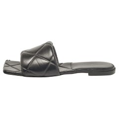 Bottega Veneta Black Quilted Leather Flat Slides Size 42