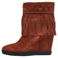 Le Silla Brown Suede Ankle Length Boots Size 36