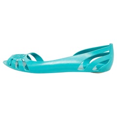 Gucci Turquoise Blue Rubber Marola Ballet Flats Size 41
