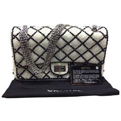 Chanel White and Black Sequined Flap Shoulder Bag 