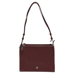 Aigner Burgundy Leather Shoulder Bag