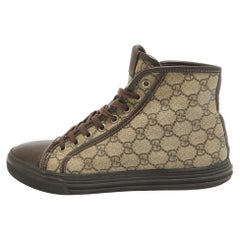 Gucci Brown GG Segeltuch und Leder High Top Sneakers Größe 41
