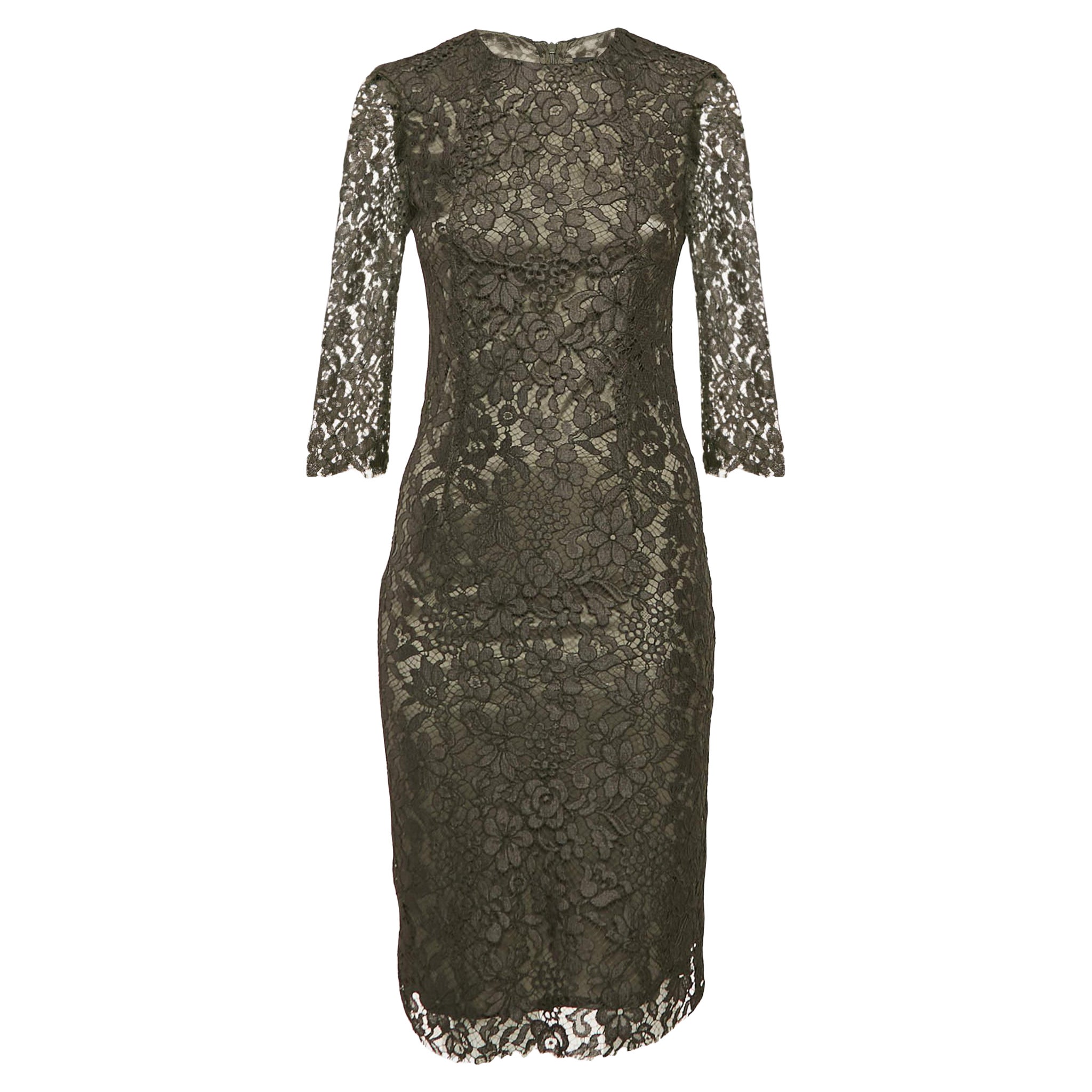 Joseph Dark Green Floral Lace Short Dress S For Sale