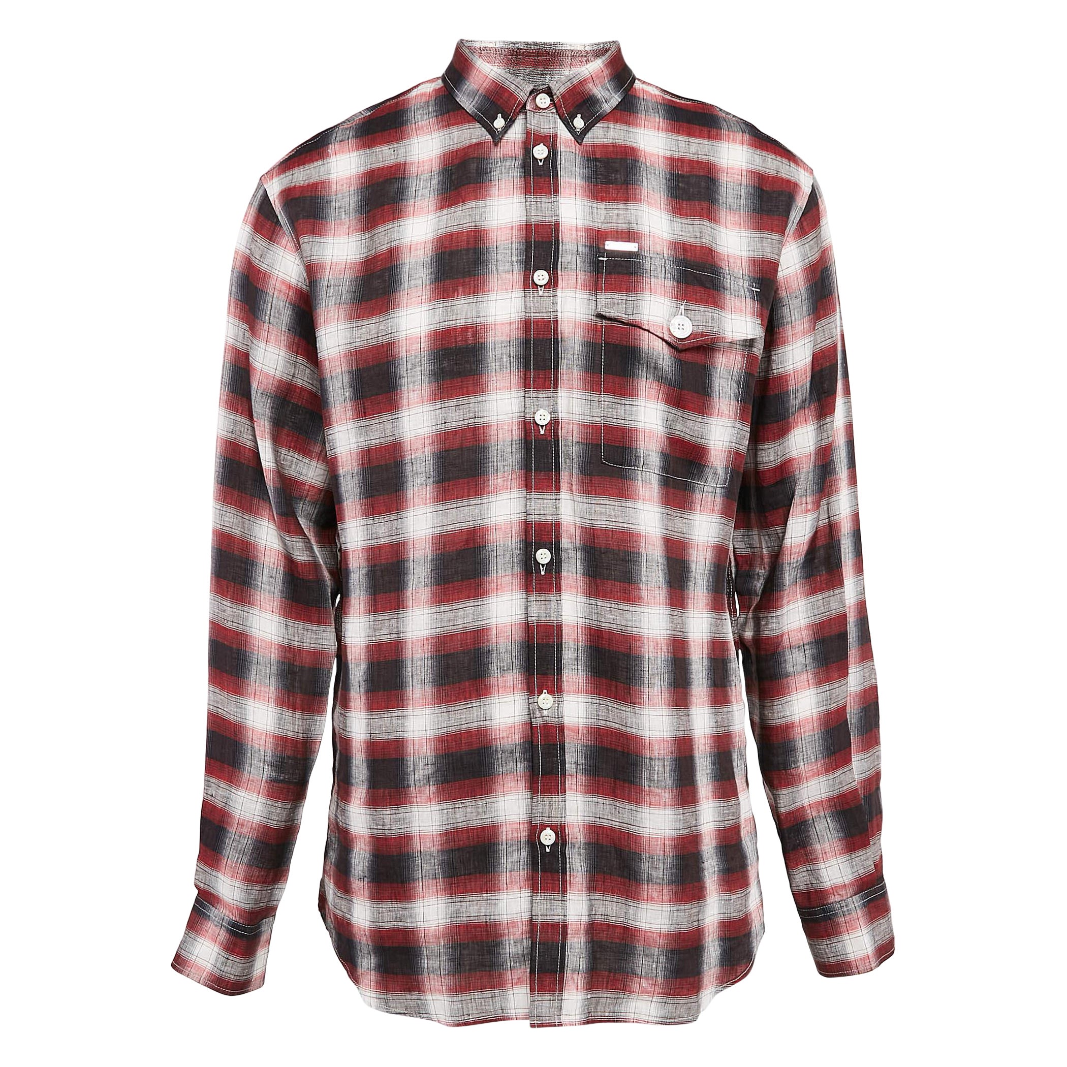 Dsquared2 Red Checked Linen Button Front Shirt L