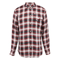 Dsquared2 Rot kariertes Leinenhemd mit Knopfleiste vorne, L