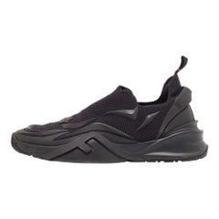 Fendi Black Knit Fabric and Rubber Flow Sneakers Size 42